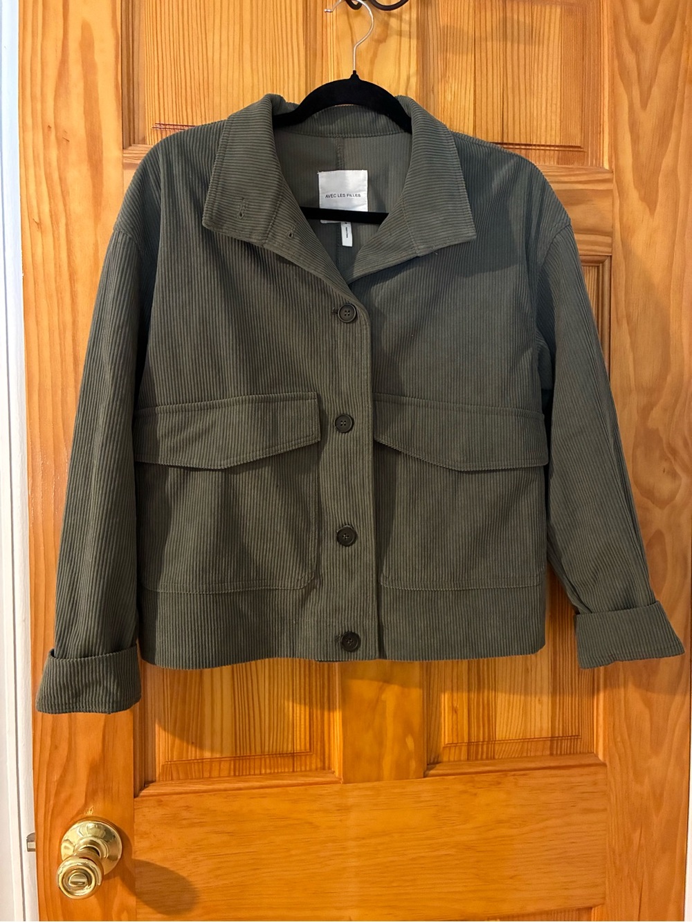 Avec Les Filles Olive Green Corduroy Utility Jacket